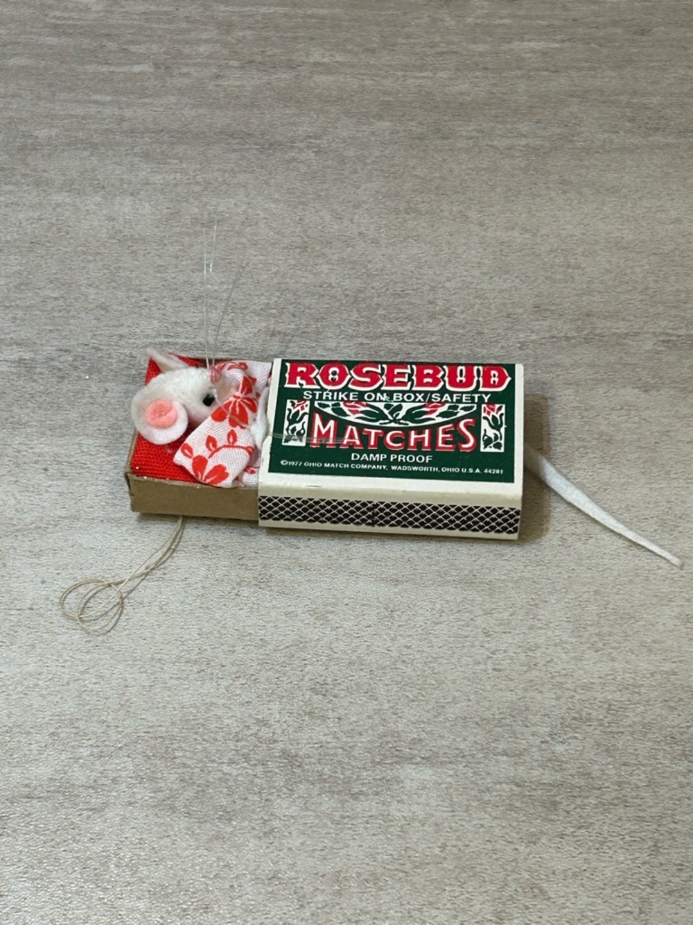 Vintage 1970's Rosebud Matches w/Sleeping Mouse 3"